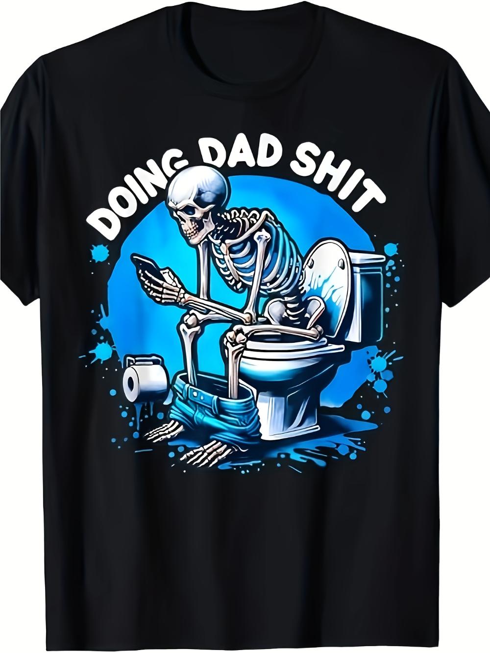 Funny Doing Dad Shit Skeleton Motorcycle Dad Graphic T-Shirt Black Humorous Novelty Tee with Toilet Paper Roll Design S разноцветный