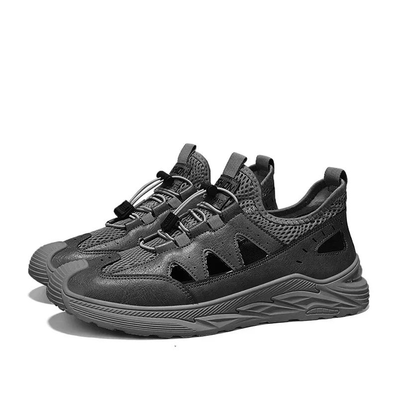 Fashion Summer Autumn Men's Mesh Casual Sneakers Breathable Sports Slippers for Men Lace-up Outdoor Male Non-slip Sneaker New Fashion