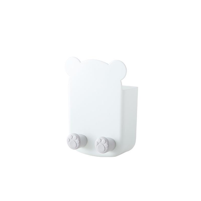 Wall-Mounted Cartoon Storage Box: Creative Plastic Pen Holder for Home Supplies and Remote Control. Punch-Free Simple Design.