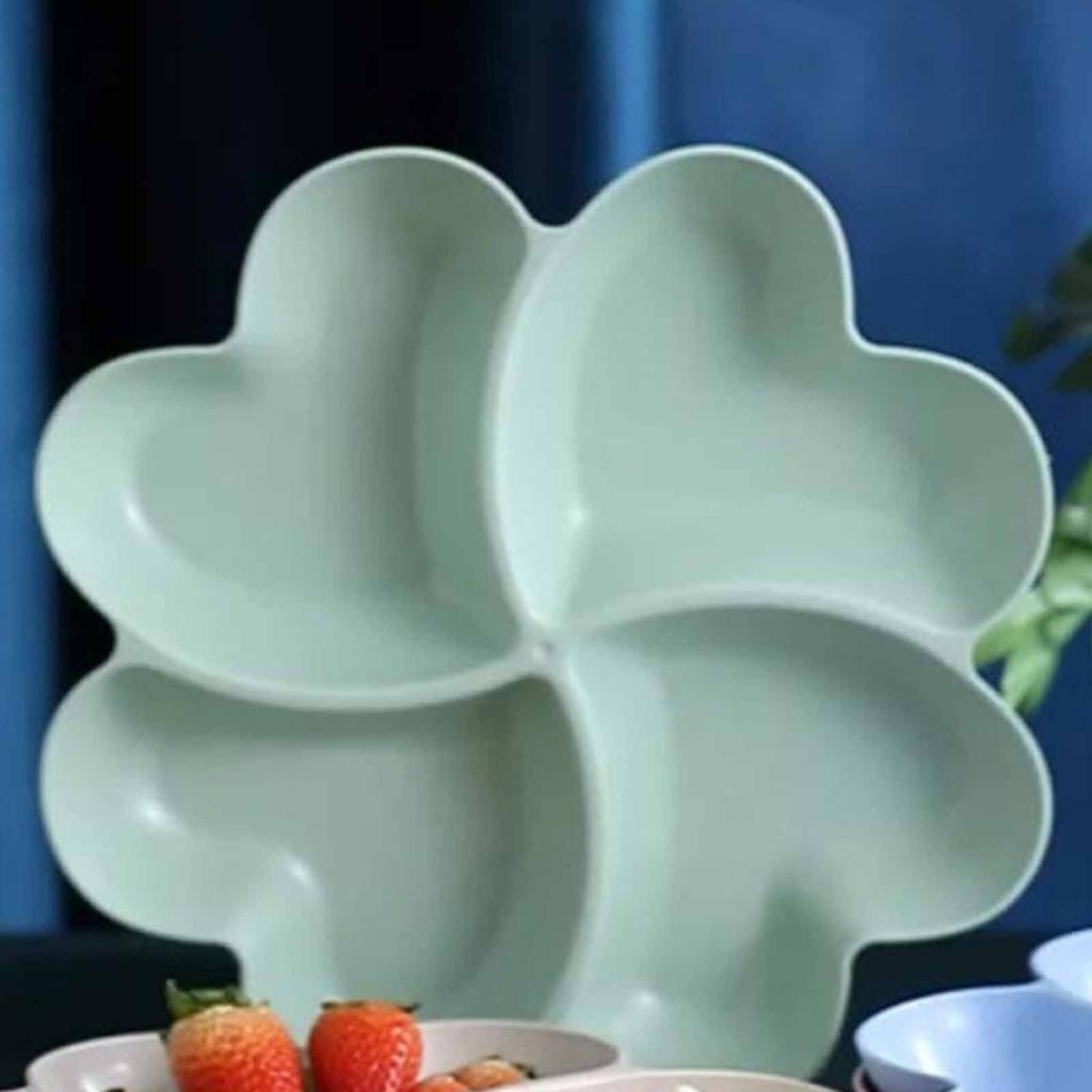 Herzförmiges Fach Vier-Blatt-Platte Mehrzweck-Obstaufbewahrungsschale für Wohnzimmer Dekorative Party-Dessert- & Trockenfruchtbehälter