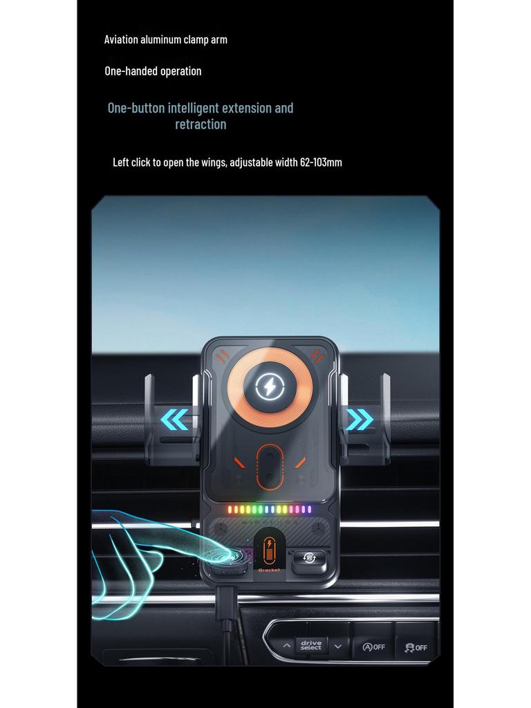 Dual Motor Electric Rotating Car Phone Holder with Wireless Fast Charging