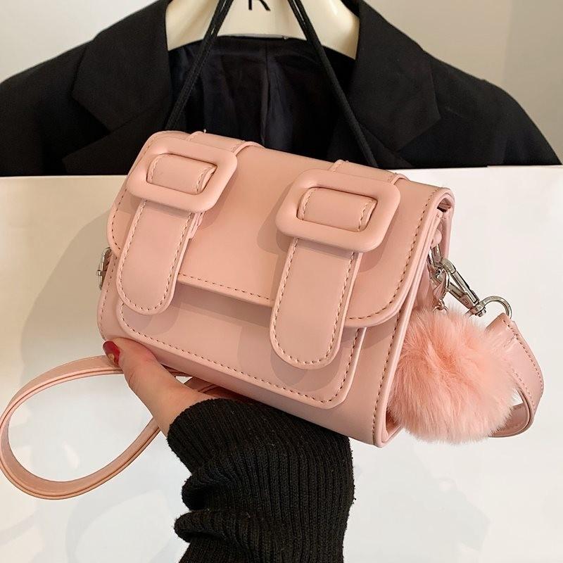 Chic French Style Small Crossbody Bag For Women Trendy Pu Leather Summer Essentials In Pink