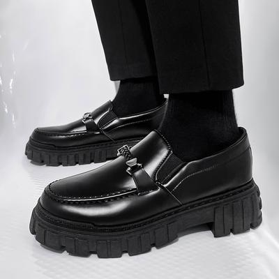 British Style Leather Shoes Men'S Platform Shoes Low-Top Galoshes Loafers One-Pedal Casual Men'S Shoes