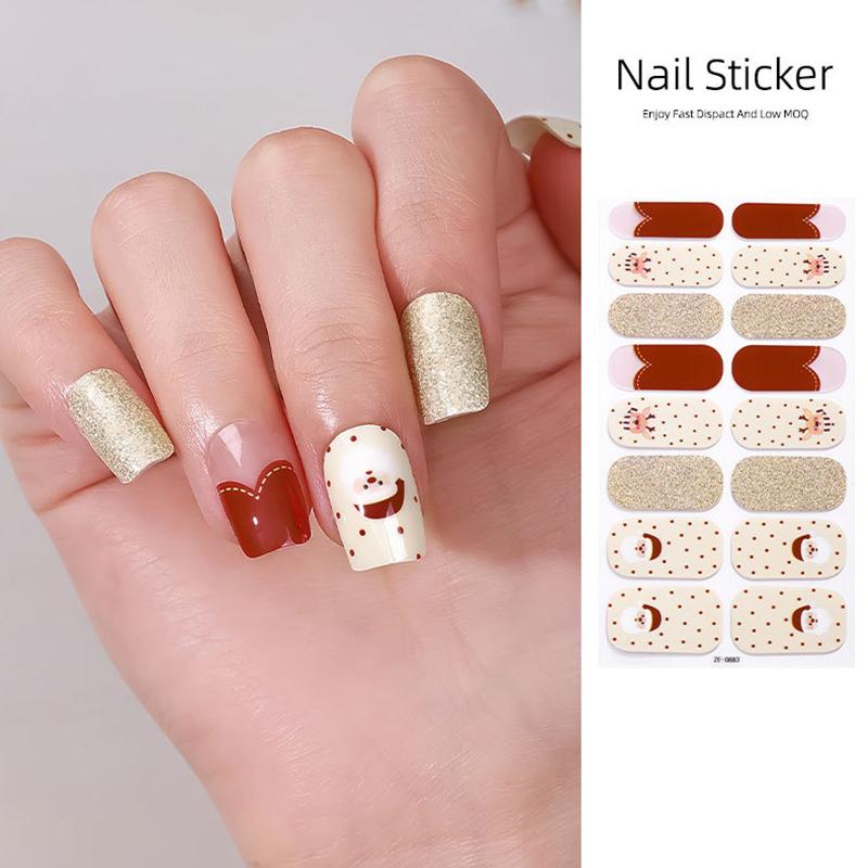 Christmas Series Full Cover Nail Stickers Snowflake Nail Decal Women Self Adhesive Manicure Designer Nail Art Sticker Decoration