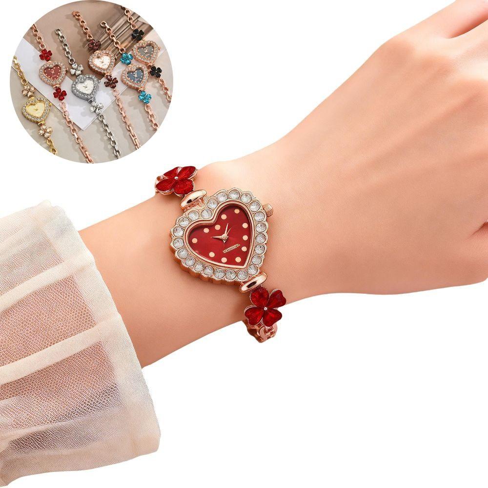 with Adjustable Bracelet Heart Shaped Watch Diamond Studded Watch Strap Wrist Decoration  Gift