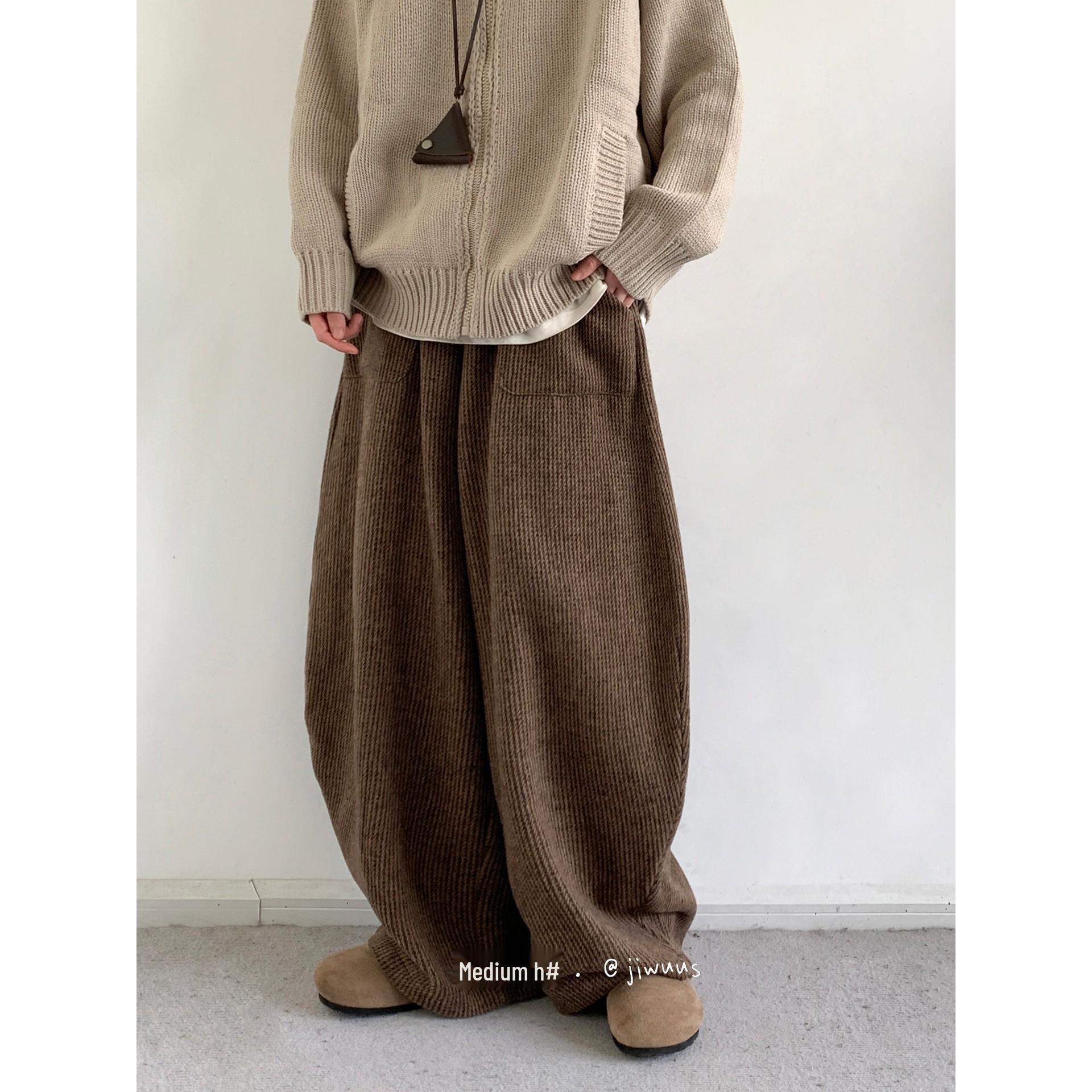 

Retro Unisex Corduroy Wide-Leg Pants - Autumn/Winter Y2K Style L