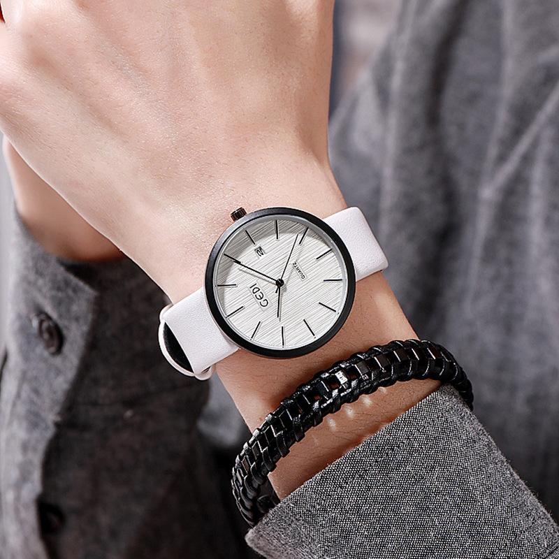 Men'S Belt Watch Fashion Single Calendar Quartz Waterproof Watch Personalized Simple Men'S Watch