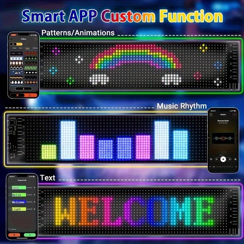 Car LED Matrix Pixel Display Screen APP Control Programmable RGB Scrolling Text Board Flexible Advertising Sign for Store Decor