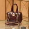 Leather DIY Bowling Bag Boston Bag Shoulder Underarm Pillow Bag Handmade Quilted Luxury Women's Bag