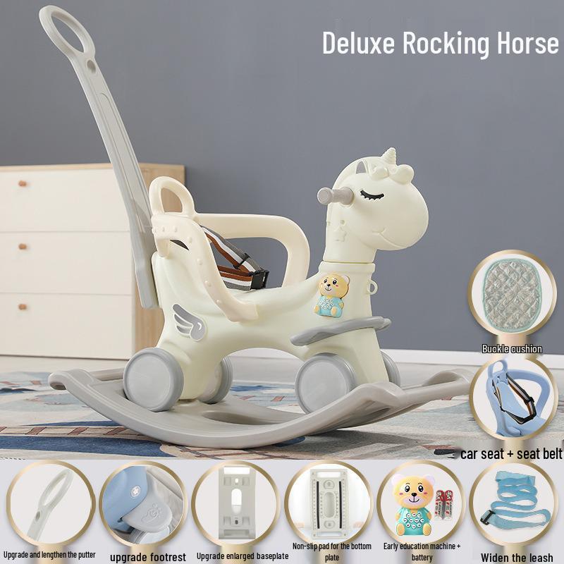 Children’s Wooden 2-in-1 Rocking Horse & Stroller - Ideal Birthday Gift for One-Year-Olds