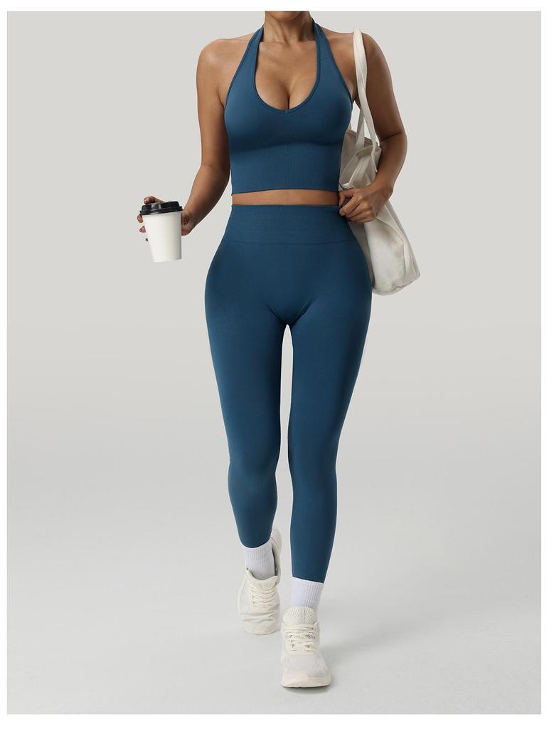 Women's High-Impact Seamless Halter Neck Sports Bra