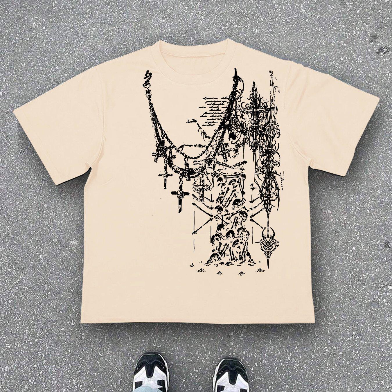 

Dark Metal Print Short-Sleeve T-Shirt | Casual Fit, Crew Neck, Slight Stretch Fabric, Perfect For Adults, Summer Season L абрикосовый