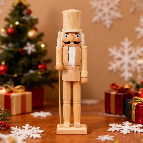 Yousheng 38CM Weihnachten Holz Unfertig Nussknacker Figur DIY Roh Unbemalt Soldatenfigur Festival Feiertagsparty Ornament Dekoration