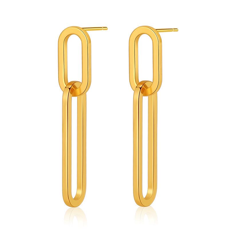 Patchwork Rectangle Chain Earrings - Fashionable, Versatile, High-End Design