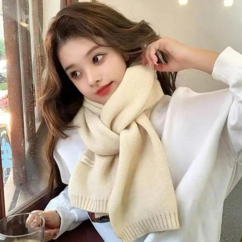 Winter Thermal Knitted Scarf Unisex Solid Color Neck Shawl Wrap Warm Windproof Solid Color Women Men Fashion Motorcycle Scarfs