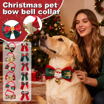 Christmas Pet Bow Tie  - Festive Plaid Dog  Collar Accessory For Holiday Parties & Photos