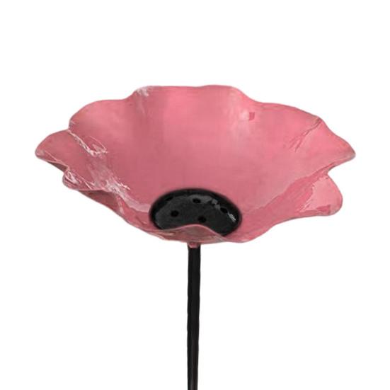 Garden Metal Flower Stake Decorative Bird Bath Ground Insert Bee Watering Station Butterfly Drinking Bowl for Backyard Pollinators Wild Birds Patio