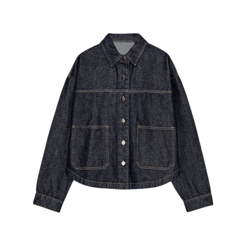 Spring New Arrival Women's Clothing Work Clothing Patch Decoration Long Sleeves Lapel Denim Jacket Coat 0108229 0108021