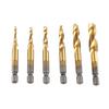 6pcs High Speed Steel Hex Shank Combination Screw Tap Drill Bit Set (HSS 6542   Plated)