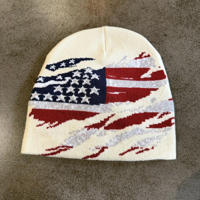American Trend Winter Flag Knit Beanie Men Women Warm Hip Hop Streetwear