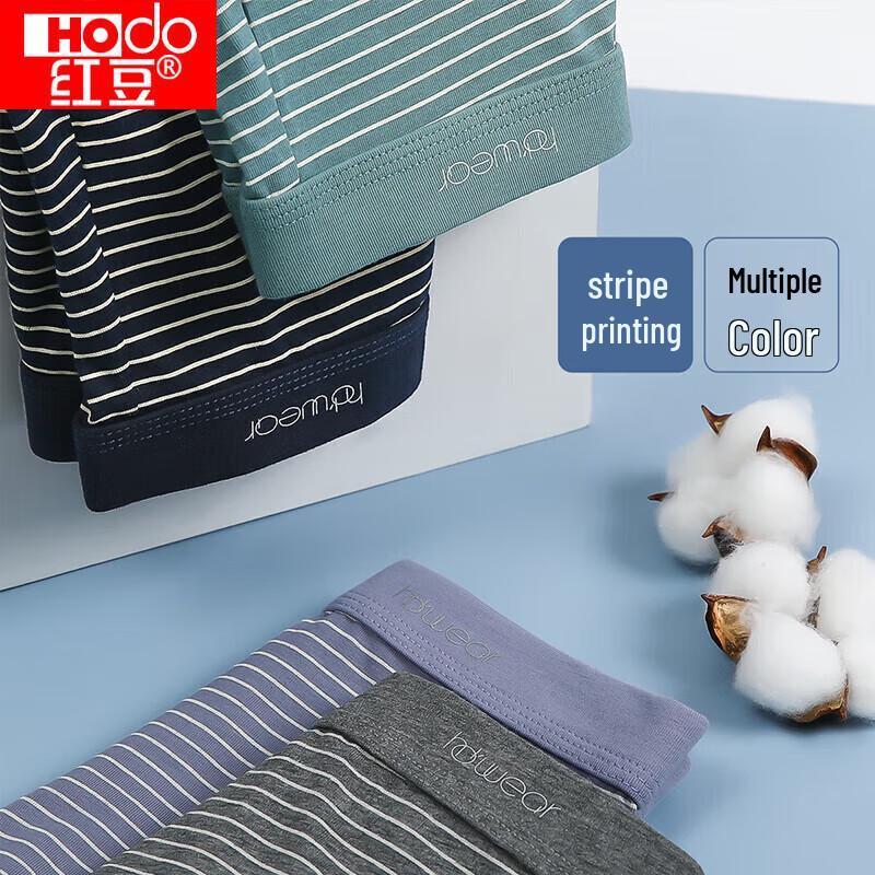 Hodo Men's Striped Antibacterial Cotton Boxer Briefs (4-Pack)