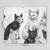 Wall Hanging Black And White Kitten Tapestry for Bedroom Vintage Tapestries Porch Hanging Background Wall Poster for Living Room
