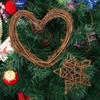 Craft Xmas Party Decorations Window Door Hanging Christmas Decor Round/Heart  Shape Rattan Garland Sepak Takraw Wreath Wicker