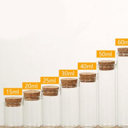 HOOTNEE 20pcs Small Glass Bottles with Cork Tea Storage Jars Mini Bottles Party Supplies Glass Wish Jars