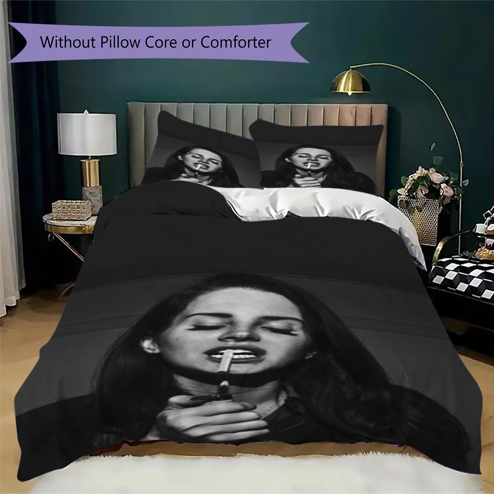 Lana Del Rey Pattern Bedding Uilt Set Uilt Cover Pillowcase Home Decoration Birthday Gift (1 * Duvet Cover + 2 * Pillowcase Without Core)