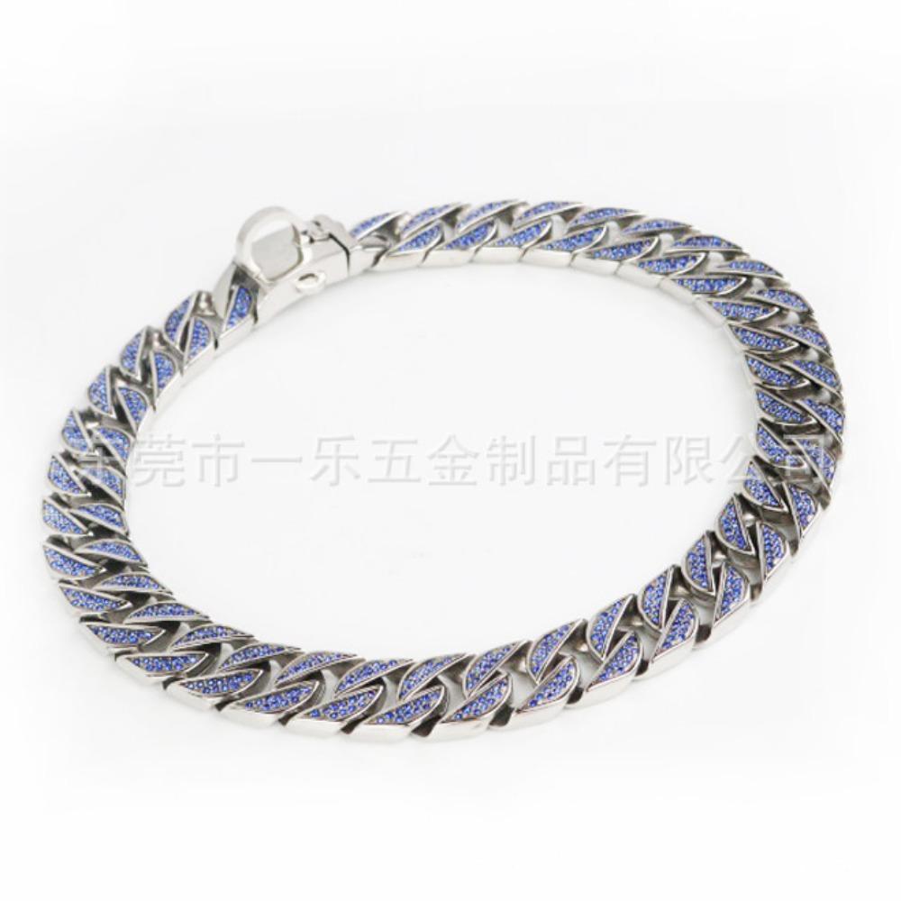 

25MM Stainless Steel Pet Supplies Dog Collar Bully Dog Fighting Bully Dog Collar Dubin Cuban Chain Hip Hop Neck Ring 25mm*30cm