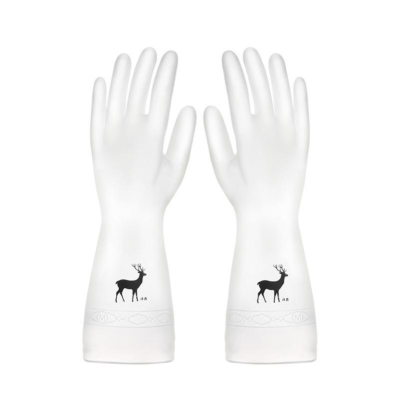 Kitchen Waterproof Gloves 1 Pair/Kitchen Dishwashing Gloves Durable Type Dishwashing Rubber Rubber Leather Housework Household M