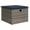 4 Piece Sofa Set with Cushions In Gray and Navy Blue Poly Rattan