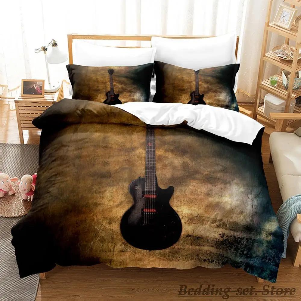 Music Guitar Bedding Set Single Twin Full Queen King Size Anime Duvet Cover for Adult Kid Bedroom