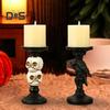 Skull Candlestick Halloween Decoration Resin Pillar Candle Holder Creepy Skull Candle Holder for 3 Inches Diameter Pillar Candle
