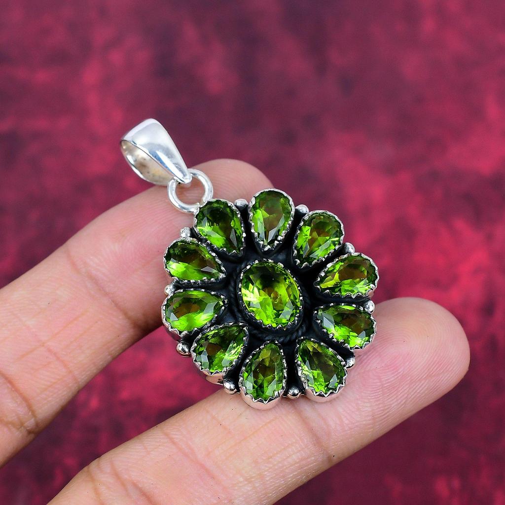 Peridot Pendant Gemstone Jewelry, 925 Solid Sterling Silver Pendant, Handmade Jewelry Birthstone Pendant, Gift For Him