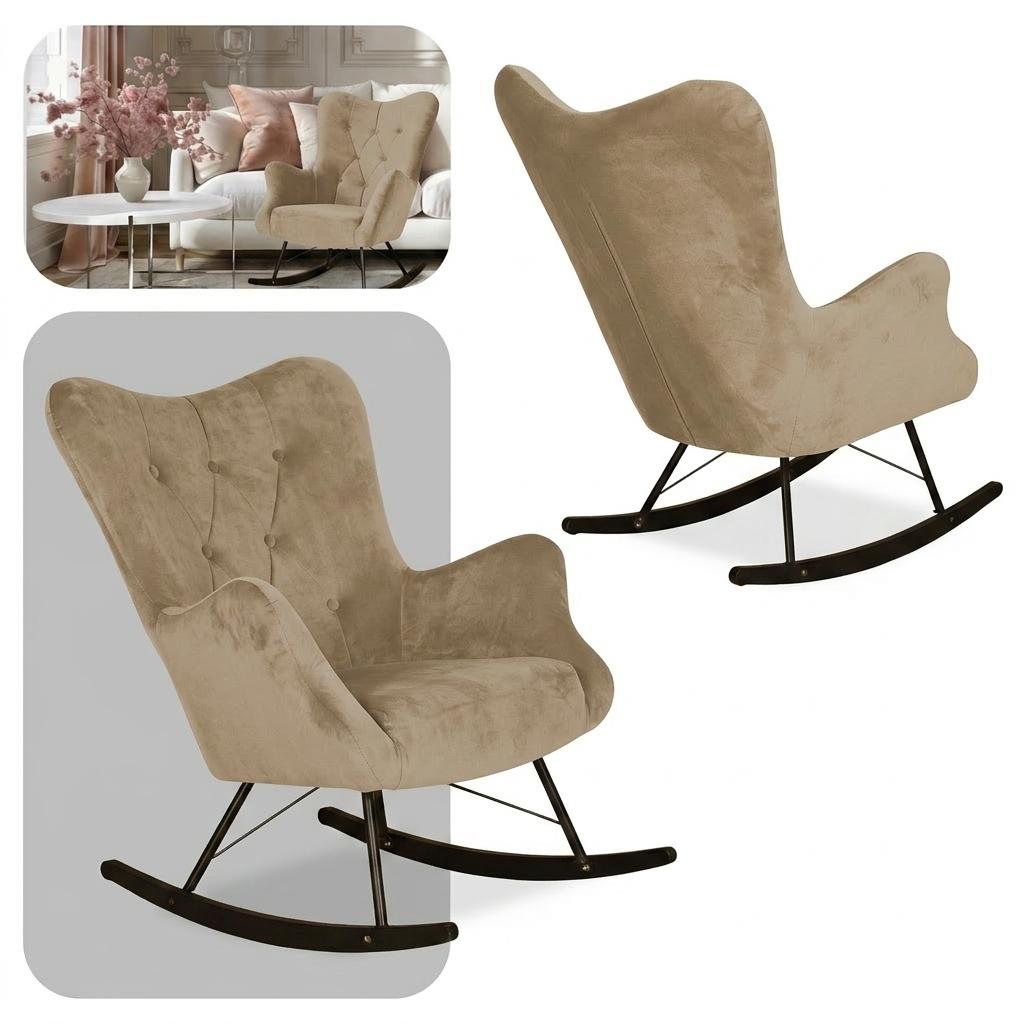 Schaukelsessel Luna Royal mit Veloursbezug im skandinavischen Stil – Family Meble
