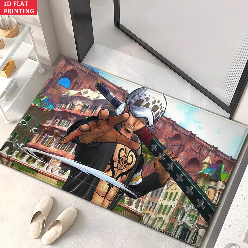 Anime Straw Hat Crew Doormat, Cartoon Pirate Non-slip Floor Mat, Decorative Entrance Rug for Home Living Room Bedroom Game Room