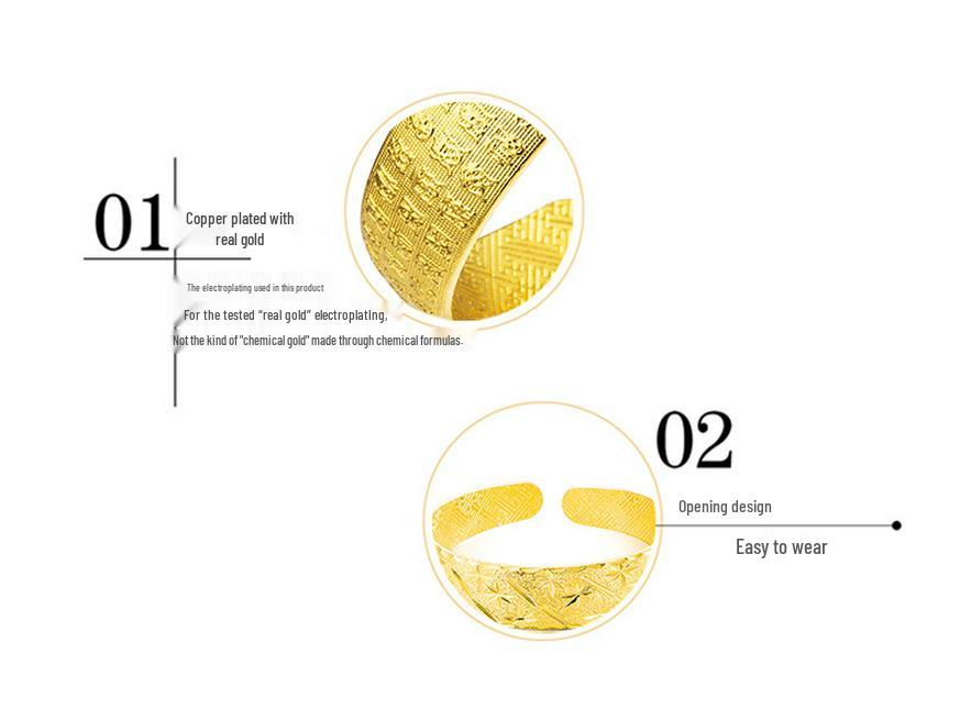 Simple Bafuku Vietnam Gold-Plated Star Bangle for Women