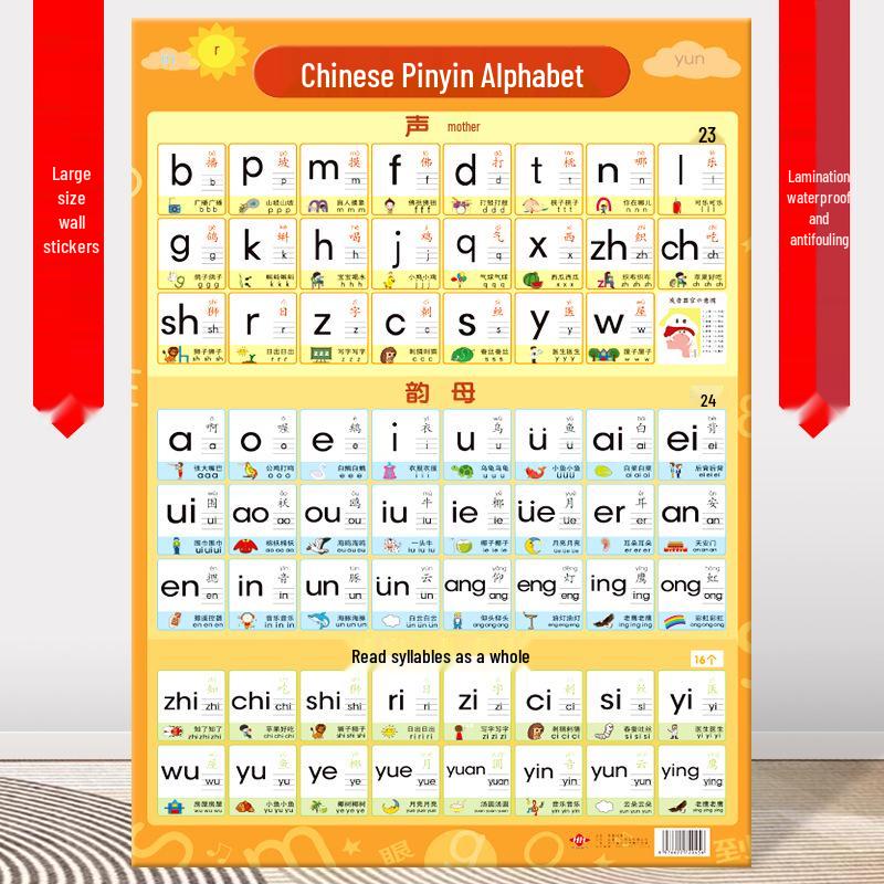Chinese Pinyin Alphabet Wall Sticker for First-Grade Spelling and Learning