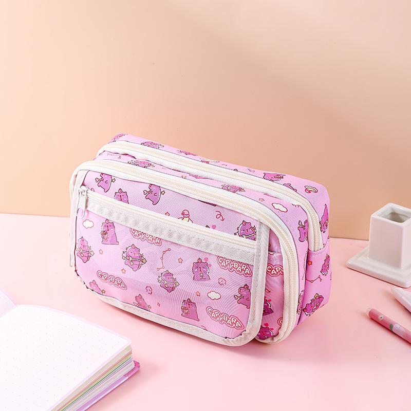 Cartoon Cute Capybara Pencil Case Students Multi-Functional Pen Bag Stationery Storage Box Large Capacity Stationery Box