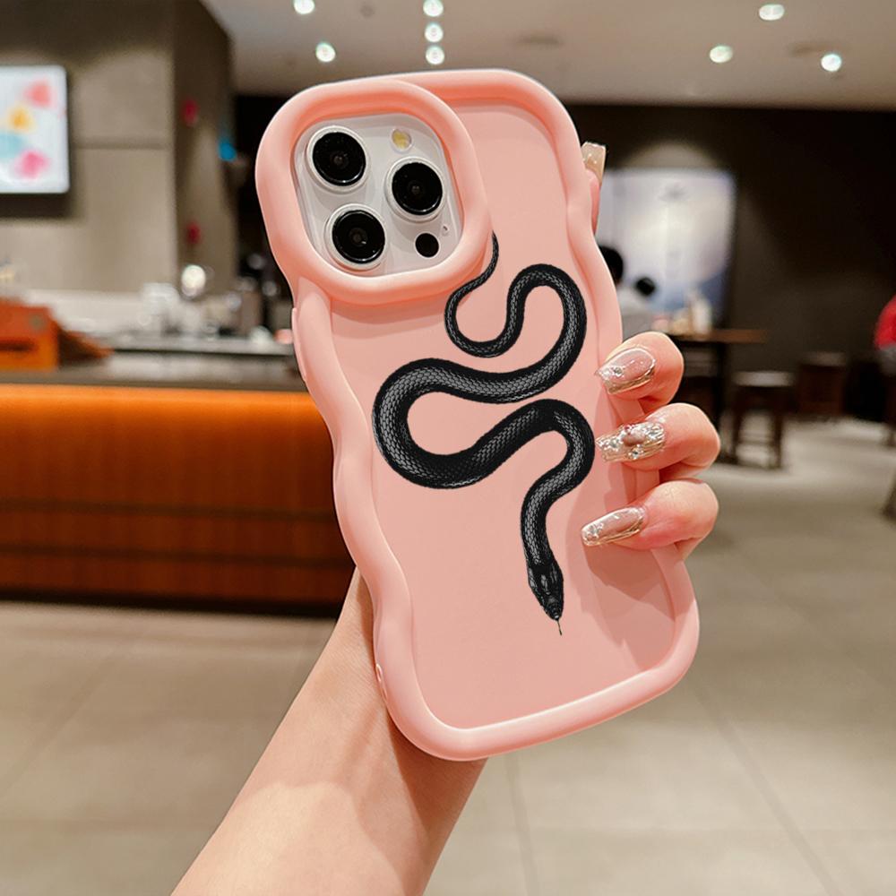 

Чохли для телефонів N71 Black Gold Snake Macaron Wavy Edge для iPhone 15 Pro Max Samsung A54 A14 S23 S24 S23 Ultra S21 FE Redmi Note 13 Pro Протиударний чохол Infinix Smart6(Smart 6HD)