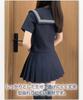 Bubu Ohana Short Sleeve Sailor Uniform Top and Bottom Cosplay Costume for and with Ribbon and Pleated Mini Design Size L to Japanese Size Set,