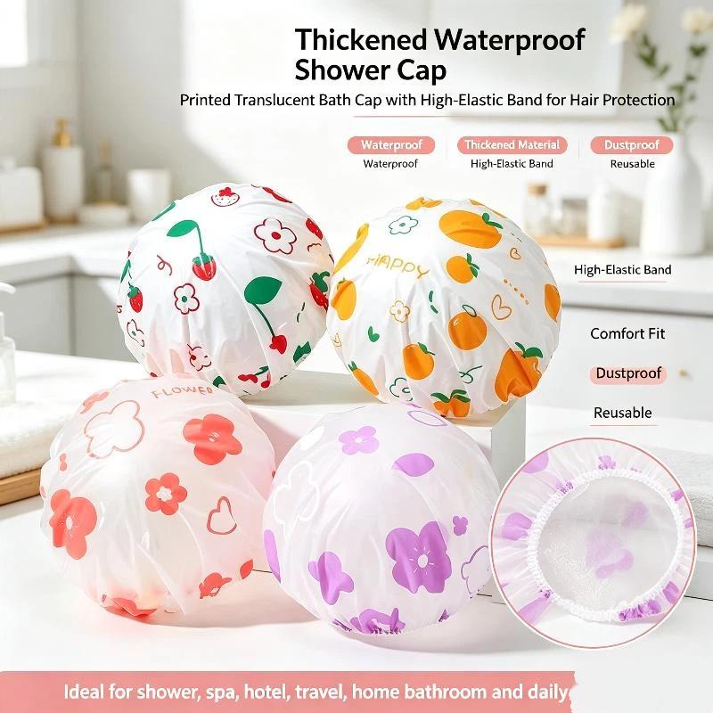 Waterproof Shower Caps - 100% Waterproof Thickened Single-Layer Head Cover For Women'S Hair Protection