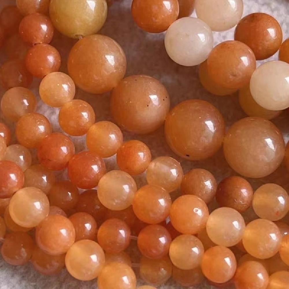 Piedra de Aventurina Roja Cuentas Redondas Naturales Hilo de 15" Cuentas Espaciadoras Sueltas Lisas 4/6/8/10/12mm para Hacer Joyería Pulseras DIY Accesorios