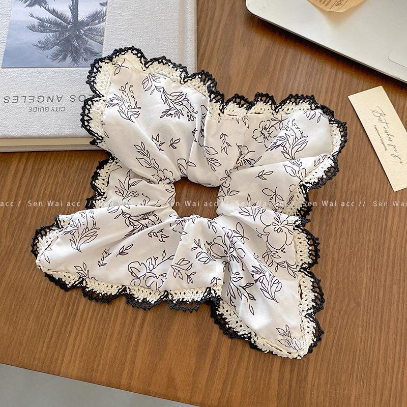 

Popular floral square towel large intestine hair band female high sense lazy wind tied hair oversized headrope Internet celebrity same hair