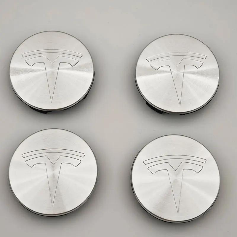 Autosticker 2025 Nieuwe Tesla 56mm 4st/set Chroom Wielnaafdopjes voor Tesla Originele Naafdoppen Model 3 Model Y Model S X Hoge Kwaliteit