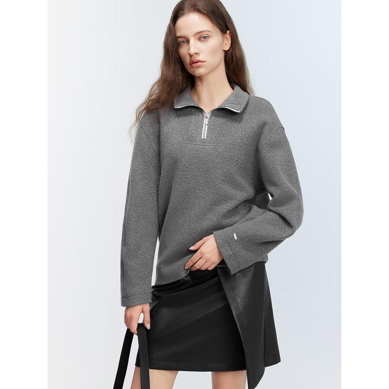 ELLE Women's Wool Blend Quarter-Zip Sweatshirt