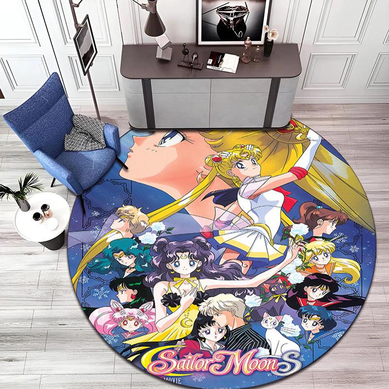 Cute Cartoon Theme Sailor Moon Tsukino Usagi Cartoon Rug Multifunctional Household Anti-slip Decorative Door Mat, Outdoor Floor Mat, and Carpet Q12