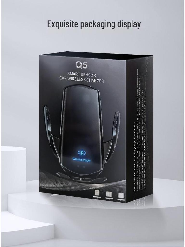 Magic Clip Q3 Wireless Charging Car Phone Holder with Electric Auto-Grip - Black