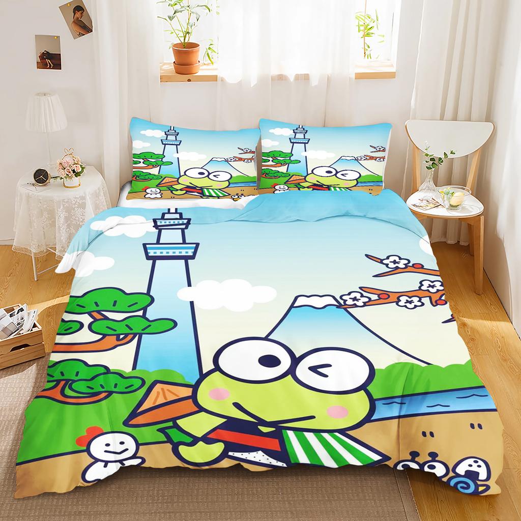 Keroppi Cartoon Quilt Cover Cute Big Eyed Frog Printed Soft Bedding Custom Made Home Baby Bedroom Comforter Children Gift
